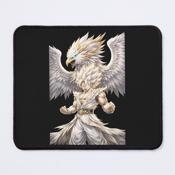 Item preview, White Saiyan Warrior with Eagle Wings | Anime Power Fusion Art | Black Background  (Anime + Eagle + Power = strong search intent) designed and sold by zutagr.