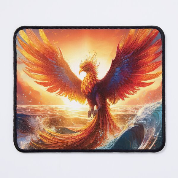Item preview, Golden Firebird Flight Over Blue Sea - Mythical Creature designed and sold by MDKey DESIGN.