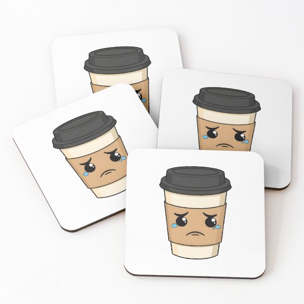 Item preview, Emotionally Tired Coffee Cup Sticker – Sad Coffee Cartoon for Burnout Mood designed and sold by StickerNexa.