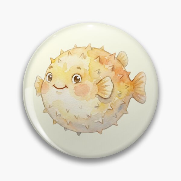 Item preview, Cute Watercolor Pufferfish - Happy Yellow Blowfish designed and sold by Imaginationbeyond.