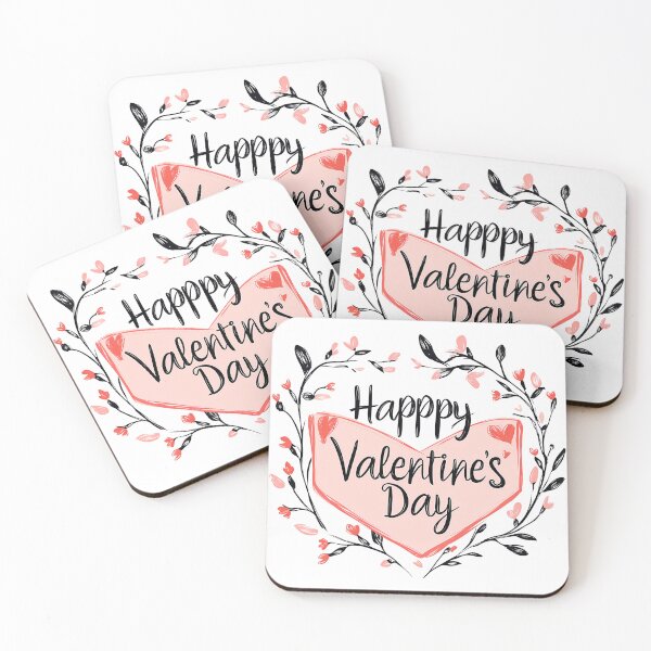 Item preview, Happy Valentine's Day Heart Wreath - Cute Floral Frame Pink Black Illustration Art Print designed and sold by DesignArtist.ia.