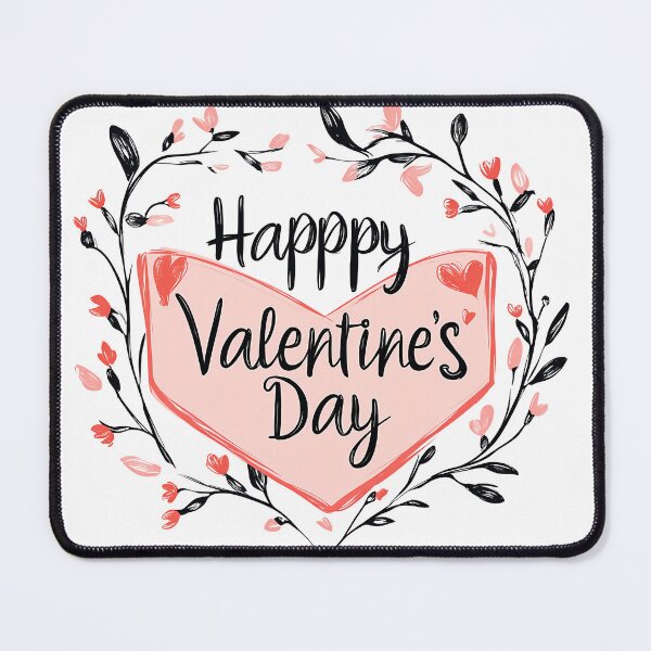 Item preview, Happy Valentine's Day Heart Wreath - Cute Floral Frame Pink Black Illustration Art Print designed and sold by DesignArtist.ia.