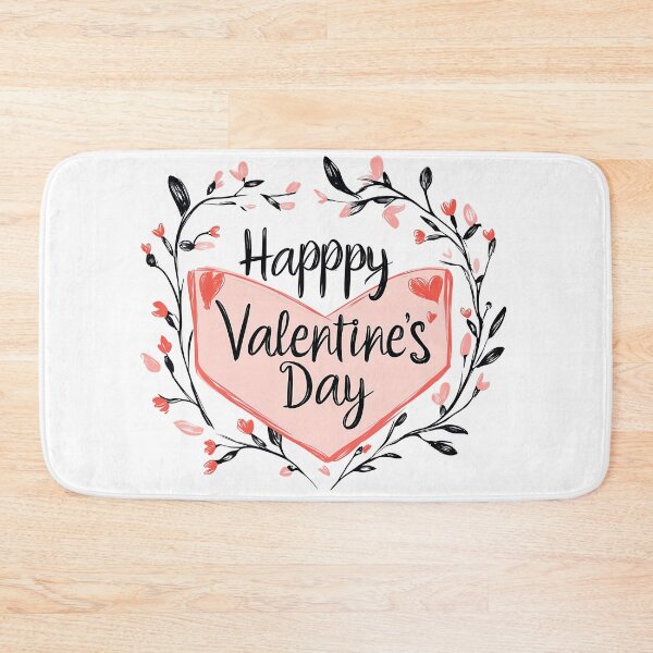 Item preview, Happy Valentine's Day Heart Wreath - Cute Floral Frame Pink Black Illustration Art Print designed and sold by DesignArtist.ia.