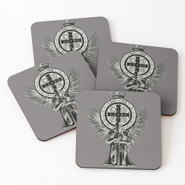 Item preview, Saint Benedict Medal – Kneeling Angelic Knight with Sword | Faith and Protection Art designed and sold by Holy Ink.