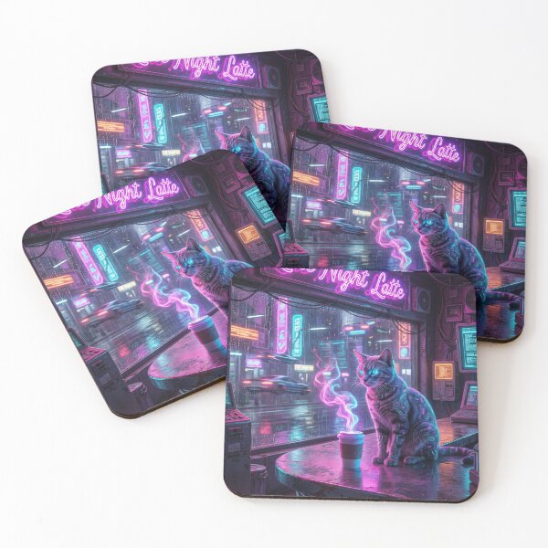 Item preview, Late Night Latte Cyberpunk Cat designed and sold by Born to Flow.