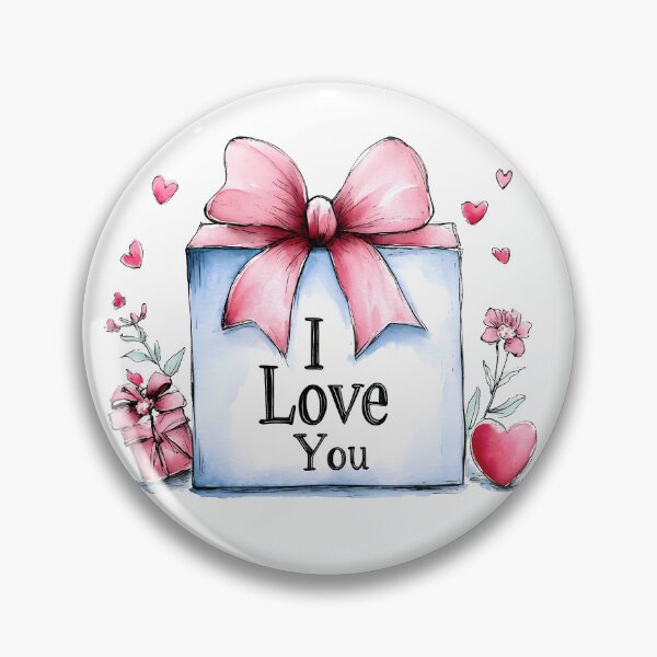 Item preview, I Love You Gift Box Saint Valentine's Day - Cute Pink Bow Watercolor Present Art Print designed and sold by DesignArtist.ia.