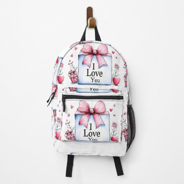 Item preview, I Love You Gift Box Saint Valentine's Day - Cute Pink Bow Watercolor Present Art Print designed and sold by DesignArtist.ia.