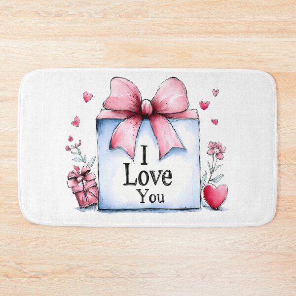 Item preview, I Love You Gift Box Saint Valentine's Day - Cute Pink Bow Watercolor Present Art Print designed and sold by DesignArtist.ia.