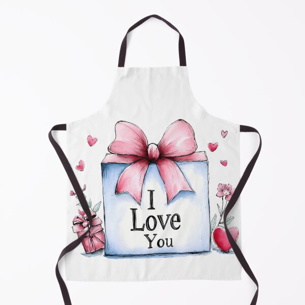 Item preview, I Love You Gift Box Saint Valentine's Day - Cute Pink Bow Watercolor Present Art Print designed and sold by DesignArtist.ia.