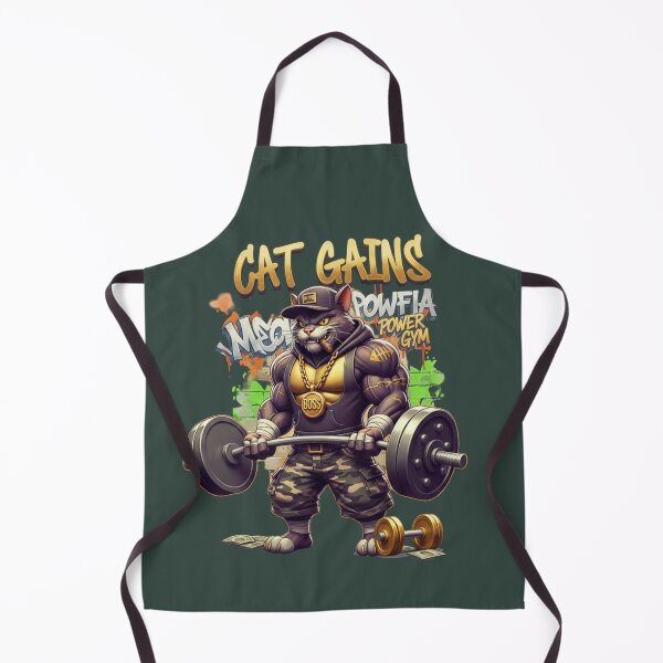 Item preview, Gym t shirt featuring a muscular cat design cartoon cat lifting weights with bold street style energy. designed and sold by Iunova.