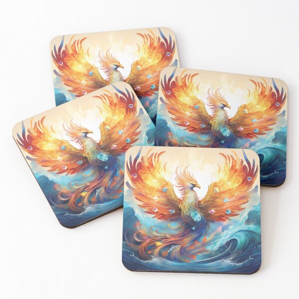Item preview, Phoenix Rising Over the Sea at Sunset – Vibrant Fire and Water Fantasy Art designed and sold by MDKey DESIGN.