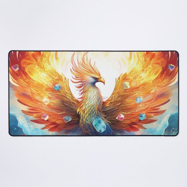 Item preview, Phoenix Rising Over the Sea at Sunset – Vibrant Fire and Water Fantasy Art designed and sold by MDKey DESIGN.