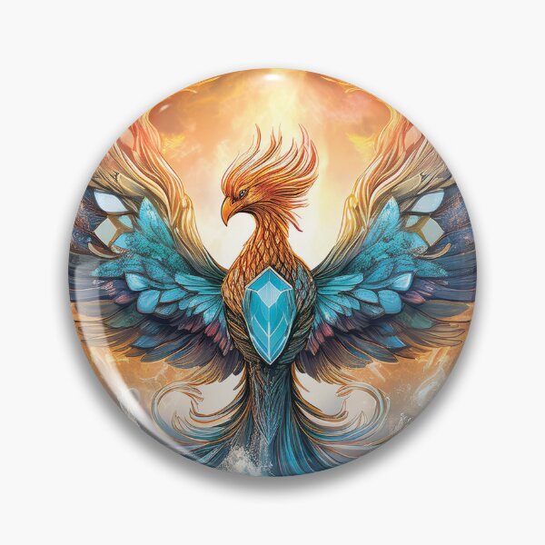 Item preview, Diamond Heart Phoenix – Elemental Fire and Water Fantasy Illustration designed and sold by MDKey DESIGN.