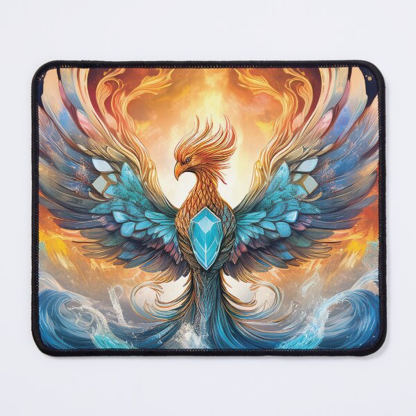 Item preview, Diamond Heart Phoenix – Elemental Fire and Water Fantasy Illustration designed and sold by MDKey DESIGN.