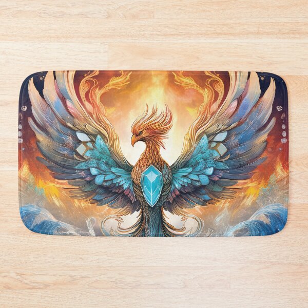 Item preview, Diamond Heart Phoenix – Elemental Fire and Water Fantasy Illustration designed and sold by MDKey DESIGN.