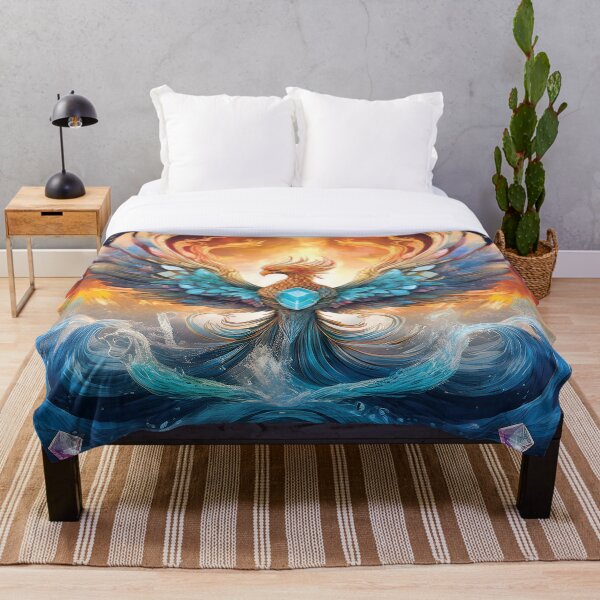 Artikelvorschau, Diamond Heart Phoenix – Fantasy-Illustration mit den Elementen Feuer und Wasser entworfen und verkauft von MDKey DESIGN.