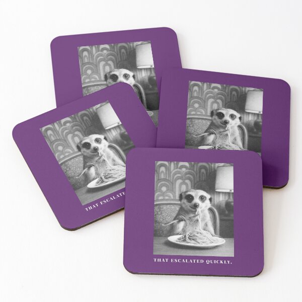 Item preview, Meerkat Spaghetti Chaos – That Escalated Quickly Meme Art designed and sold by Pawethic Prints Studio.