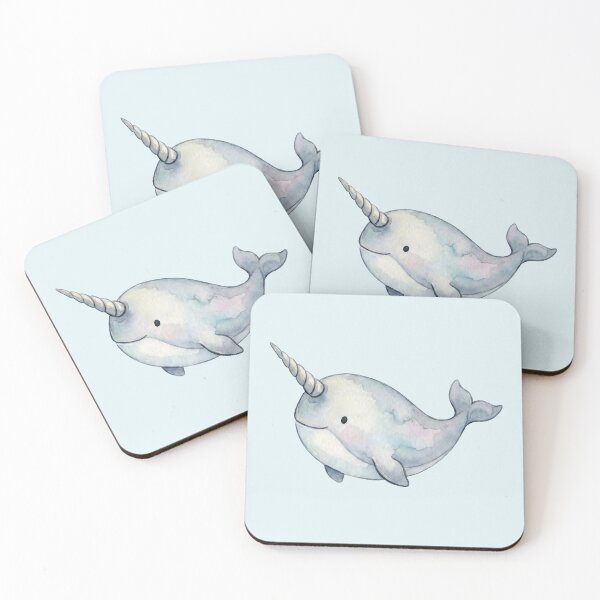 Item preview, Cute Watercolor Narwhal - Unicorn of the Sea Nursery Art designed and sold by Imaginationbeyond.