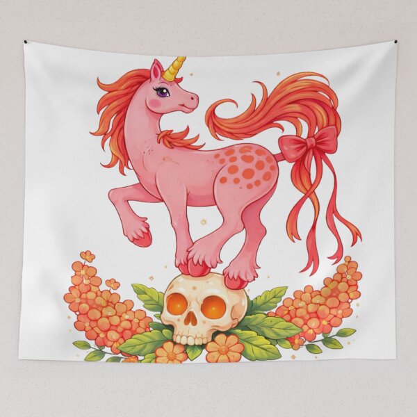 Item preview, Cute Gothic Unicorn with Skull and Flowers – Dark Fantasy Aesthetic designed and sold by Maryna_Reine.