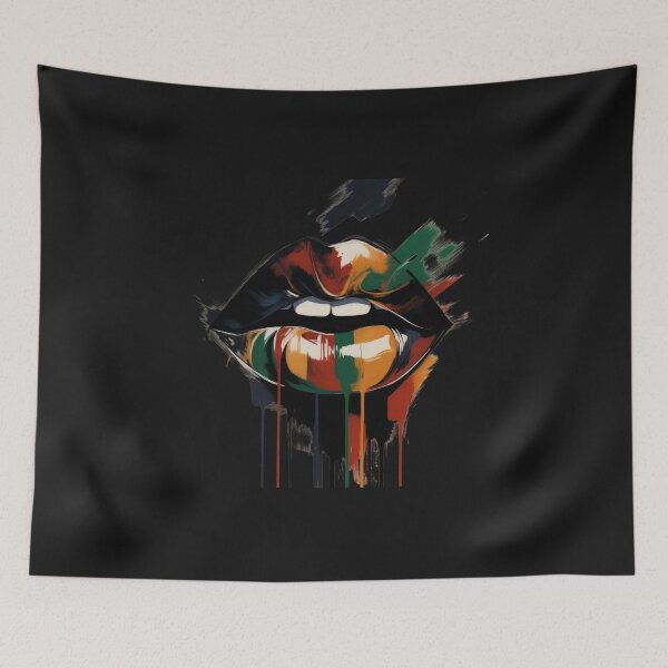 Item preview, Abstract Lips Colorful Paint Splatter Black history Art designed and sold by GrumpySableye.