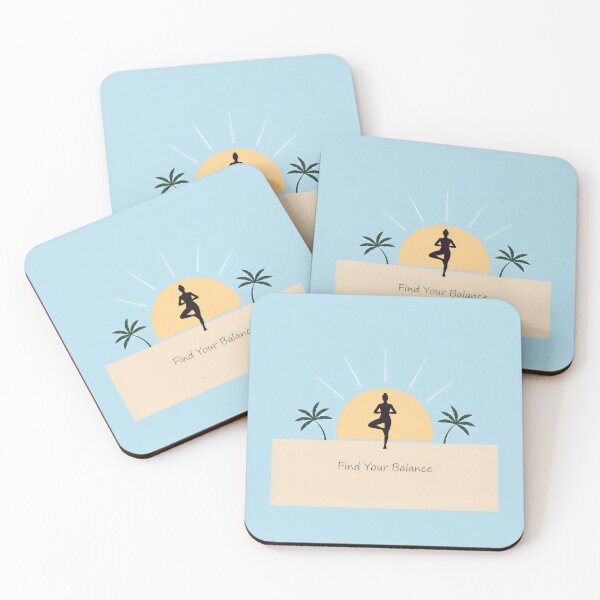 Item preview, Find Your Balance Yoga Tree Pose Sunset Beach Tropical Zen Art designed and sold by SplashTastic.