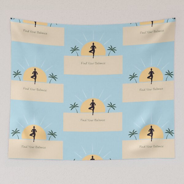Item preview, Find Your Balance Yoga Tree Pose Sunset Beach Tropical Zen Art designed and sold by SplashTastic.
