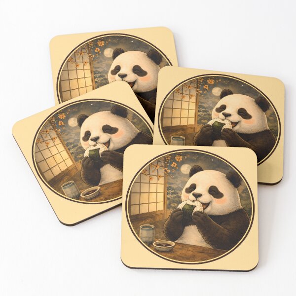 Item preview, Moonlit Onigiri Panda Feast – Cozy Japanese Art designed and sold by CogoPrints.