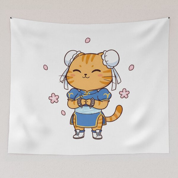 Item preview, Kawaii Fighter Cat in Blue Outfit designed and sold by CuteKats.