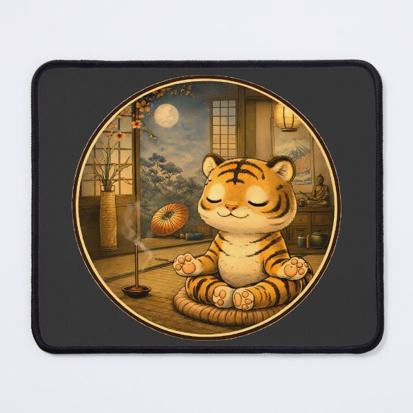 Item preview, Kawaii Tiger Meditation - Cozy Japanese Art designed and sold by CogoPrints.