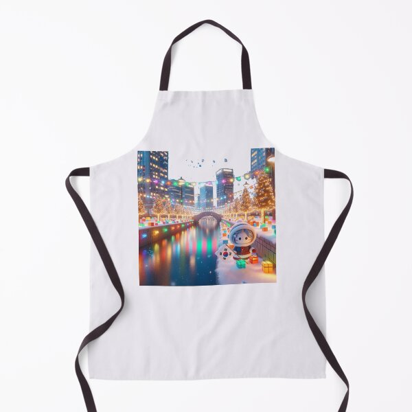 Item preview, Christmas Lights Along Cheonggyecheon, Korea – Colorful Winter City Landscape Label designed and sold by PaintMeWorld.