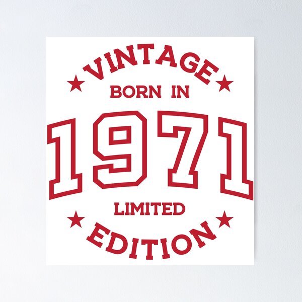 Item preview, Born in 1971 - Retro Style Print Red designed and sold by Viktor Milana.