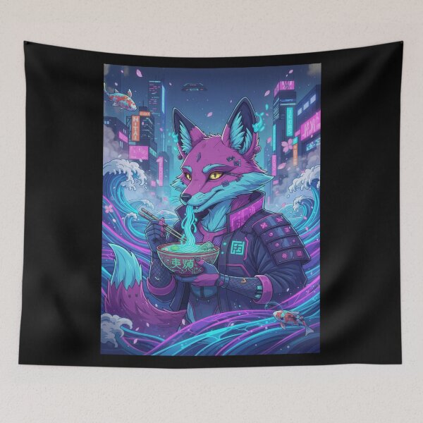 Item preview, Cyber-Kitsune Midnight Noodle Run designed and sold by FoxVibes.