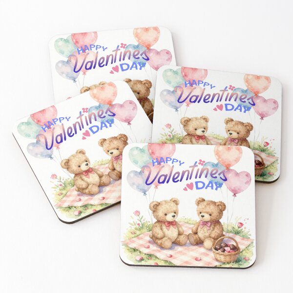 Item preview, Happy Valentine’s Day – Adorable Teddy Bears with Heart Balloons designed and sold by Linda Roisum.