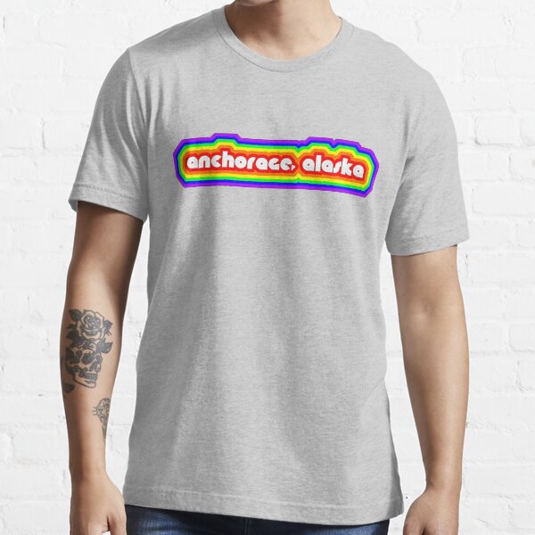 "Anchorage, Alaska With rainbow outline" Tshirt for Sale by