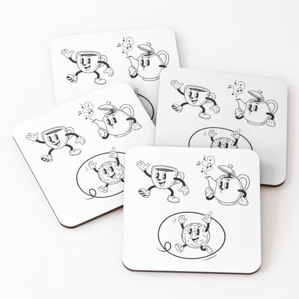 Item preview, ​Retro Retro-Style Mascot Set: Coffee Cup, Teapot, and Donut designed and sold by NonditStudio.