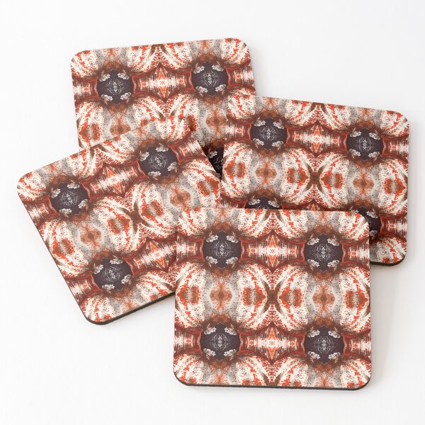 Item preview, Exploding Pomegranates - Abstract Kaleidoscope Pattern in Coral Red and Charcoal designed and sold by HillsandSheep.
