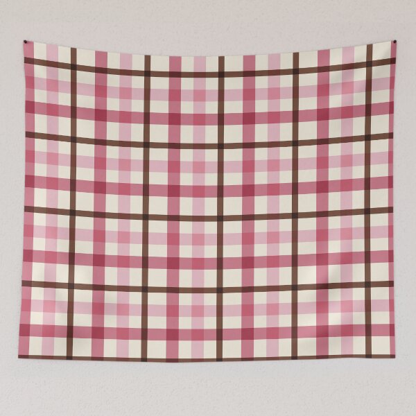 Item preview, XL large Soft Pink and Brown Gingham Plaid Pattern Design designed and sold by DColourMuse.