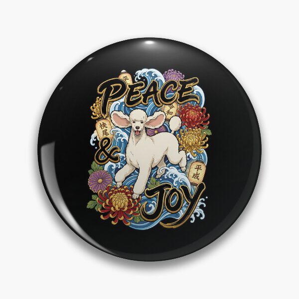 Item preview, Prancing Poodle amidst Waves Chrysanthemums and Lanterns designed and sold by Tong4130.