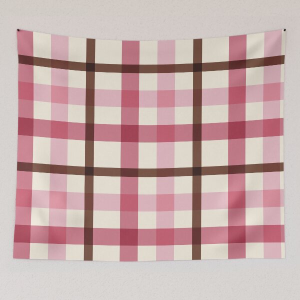 Item preview, XXL Large Soft Pink and Brown Gingham Plaid Pattern Design designed and sold by DColourMuse.