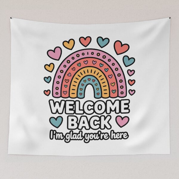 Item preview, Welcome Back Rainbow Quote – I’m Glad You’re Here Classroom Art designed and sold by flagylART.