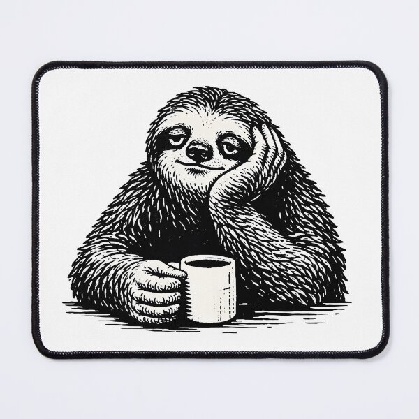 Item preview, Lazy Sloth with Coffee – Chill Morning Mood Illustration designed and sold by Senkov.
