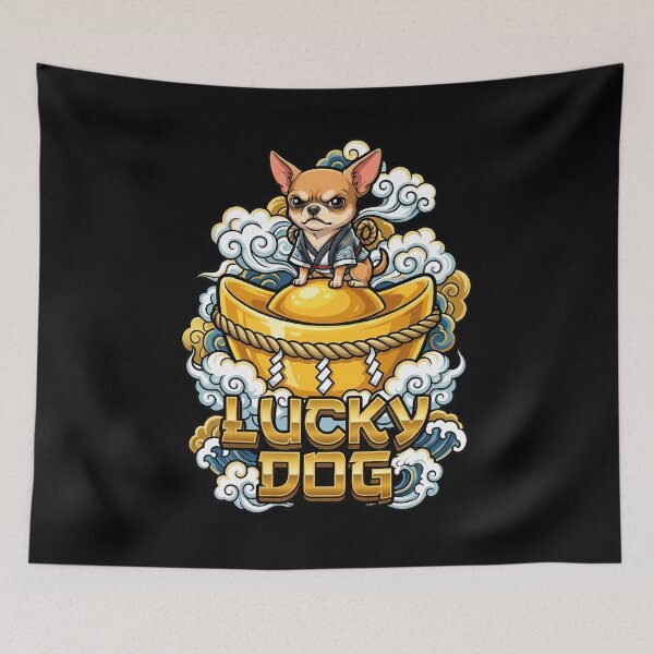 Item preview, Tough Chihuahua Sitting on Giant Gold Ingot with Rope designed and sold by Tong4130.