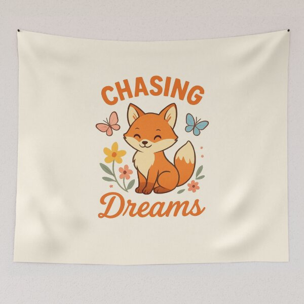 Item preview, Cute Fox Chasing Dreams Spring Field Butterflies Flowers designed and sold by ChibiKiramimi.