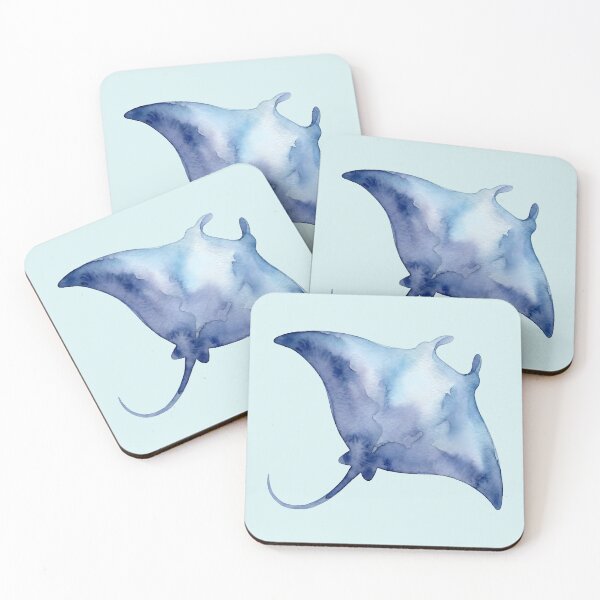 Item preview, Indigo Blue Watercolor Manta Ray - Majestic Ocean Marine Life designed and sold by Imaginationbeyond.