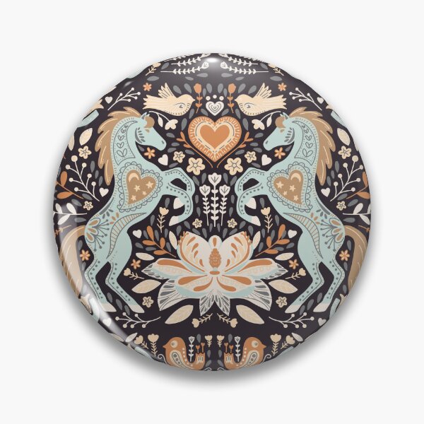 Item preview, Horses and Magnolias Folk art dark brown designed and sold by pholiumsigma_design.