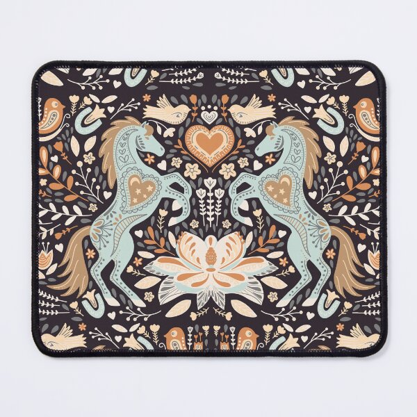 Item preview, Horses and Magnolias Folk art dark brown designed and sold by pholiumsigma_design.