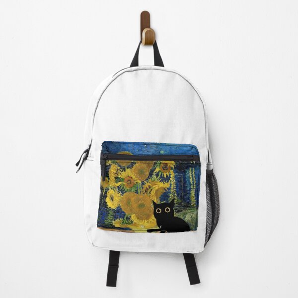 Item preview, funny cat with sunflowers and starry night designed and sold by PurrfectHome.