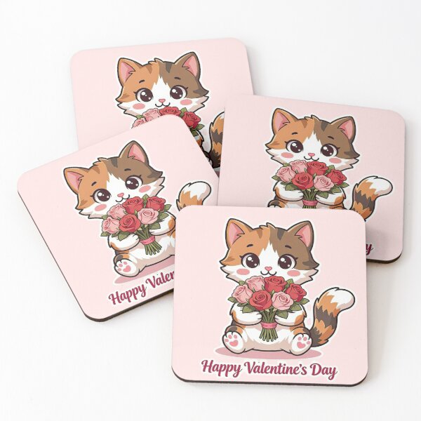 Item preview, The Purrfect Valentine - Cute Calico Kitten with Roses designed and sold by Hidden Layer Studio.