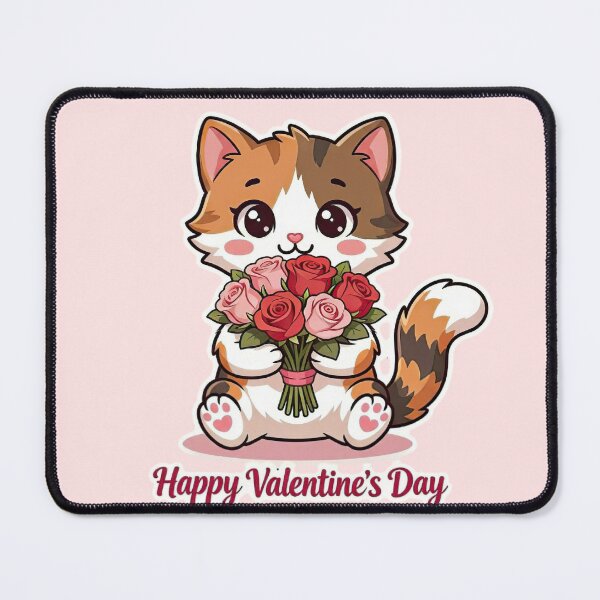 Item preview, The Purrfect Valentine - Cute Calico Kitten with Roses designed and sold by Hidden Layer Studio.