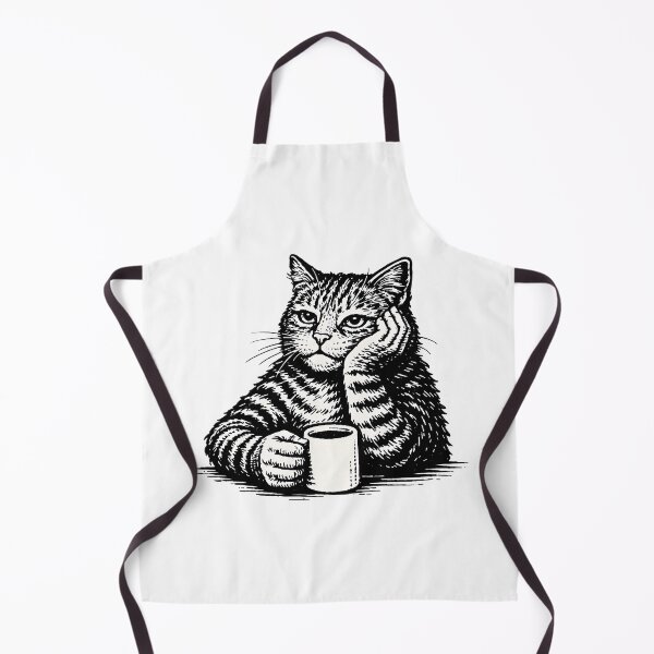 Item preview, Bored Cat with Coffee Mug – Black and White Illustration designed and sold by Senkov.